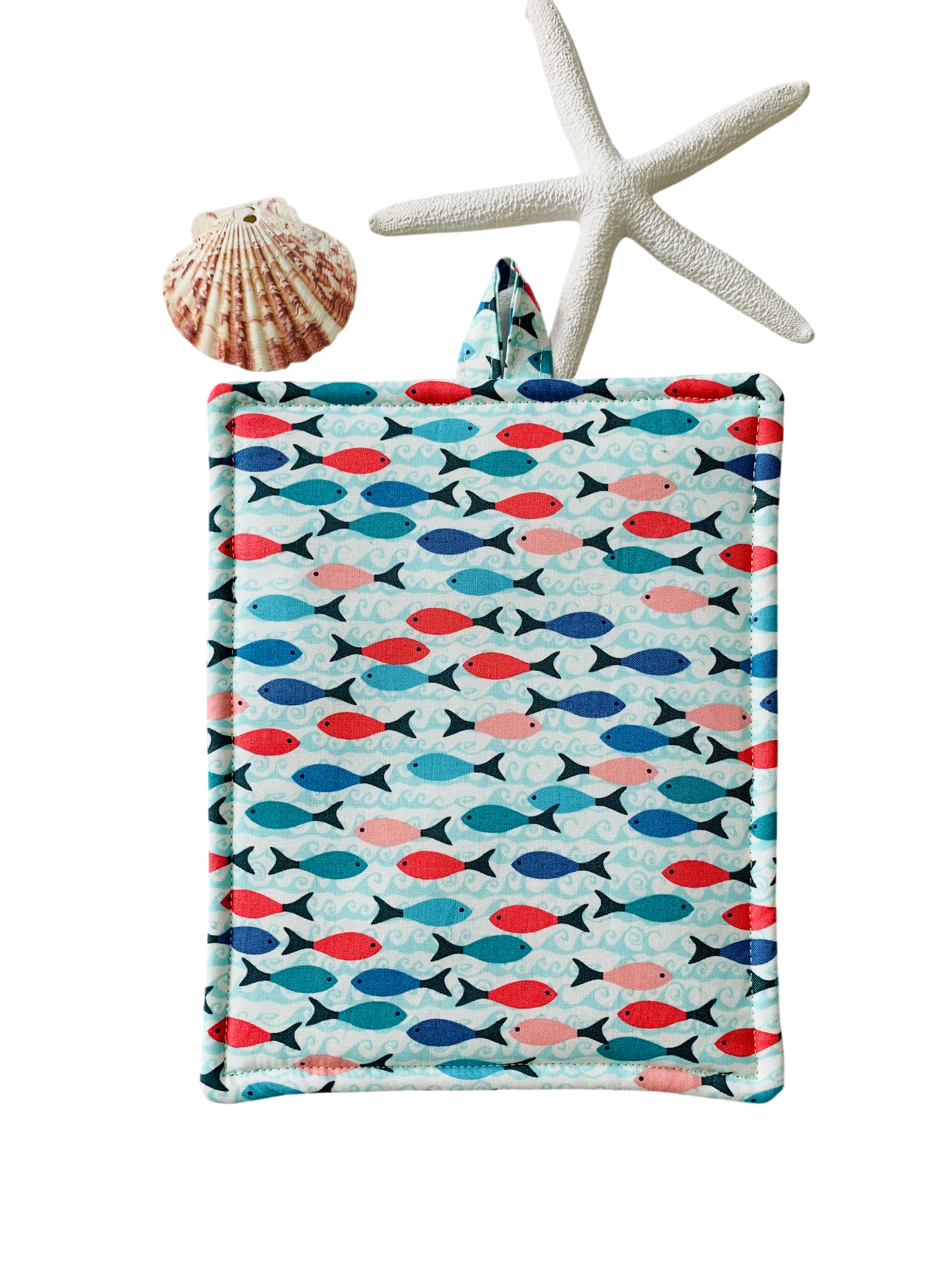 Colorful Fish Potholder, Coastal Kitchen Decor Gift, Ocean-themed Trivet, Hot Pad