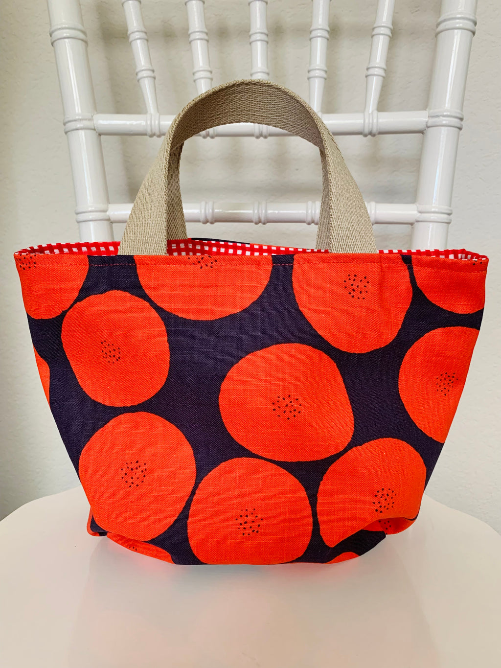 Margaux Red Mini Tote, Handmade Red Dot Cute Bag