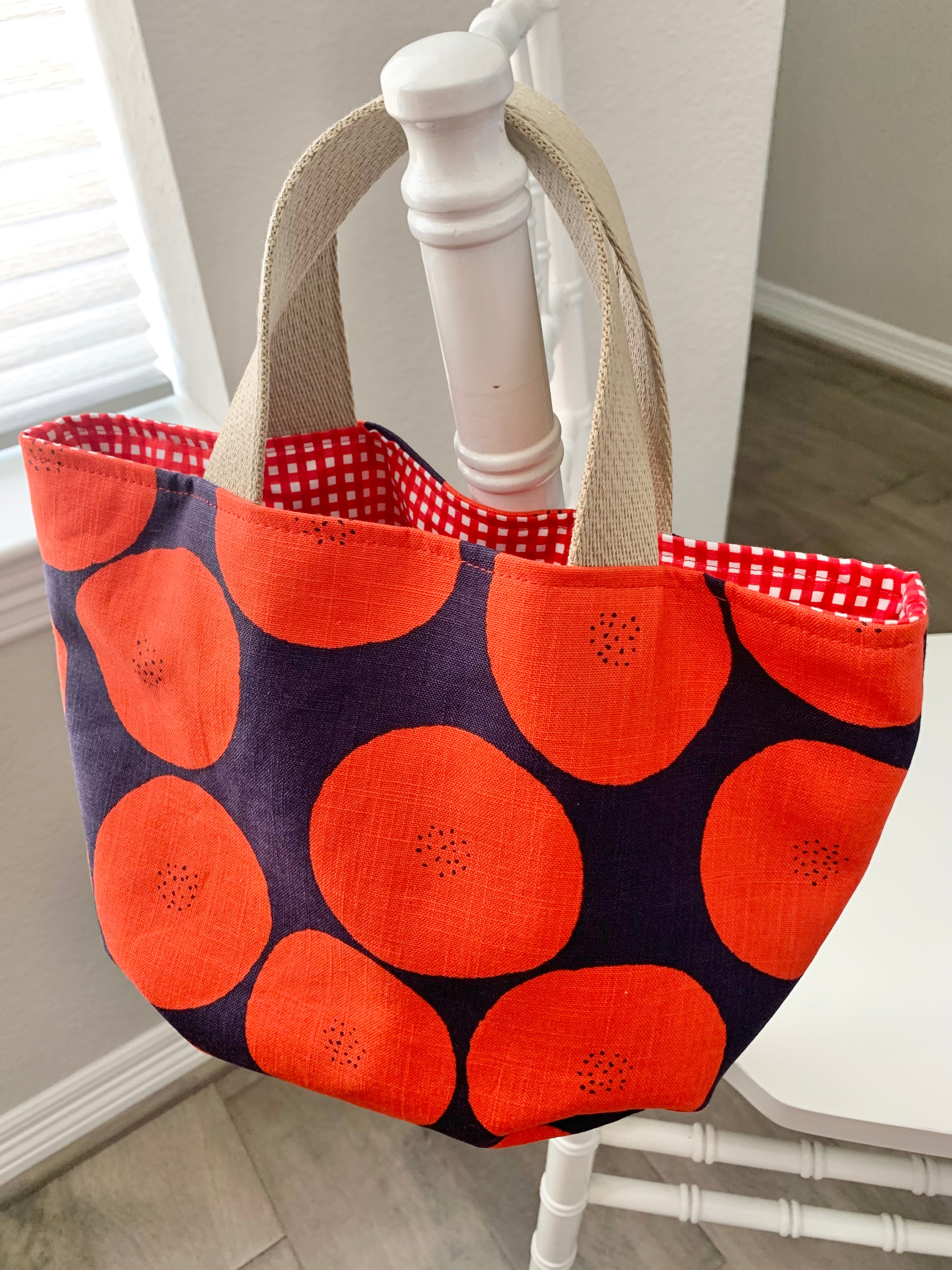 Margaux Red Mini Tote, Handmade Red Dot Cute Bag