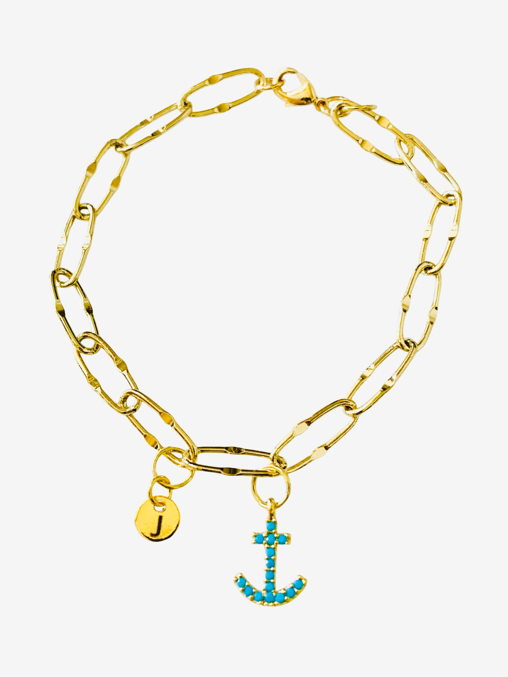 Personalized Anchor Charm Bracelet