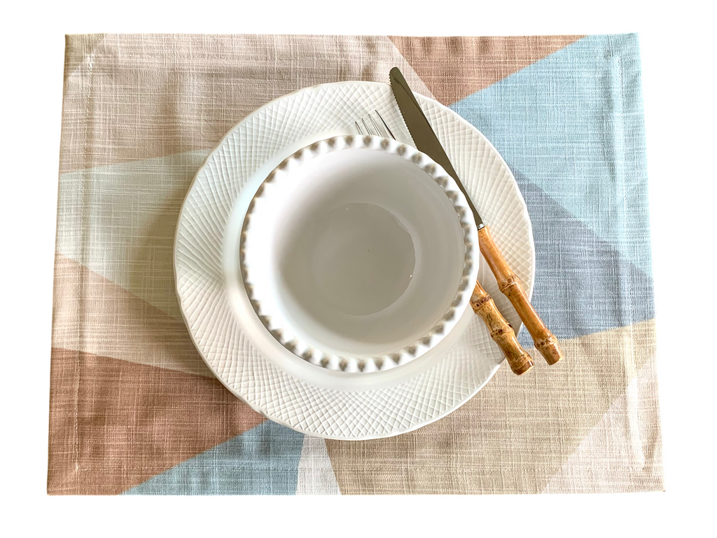 Seaside Neutral Geometry Table Placemats - Set of 4