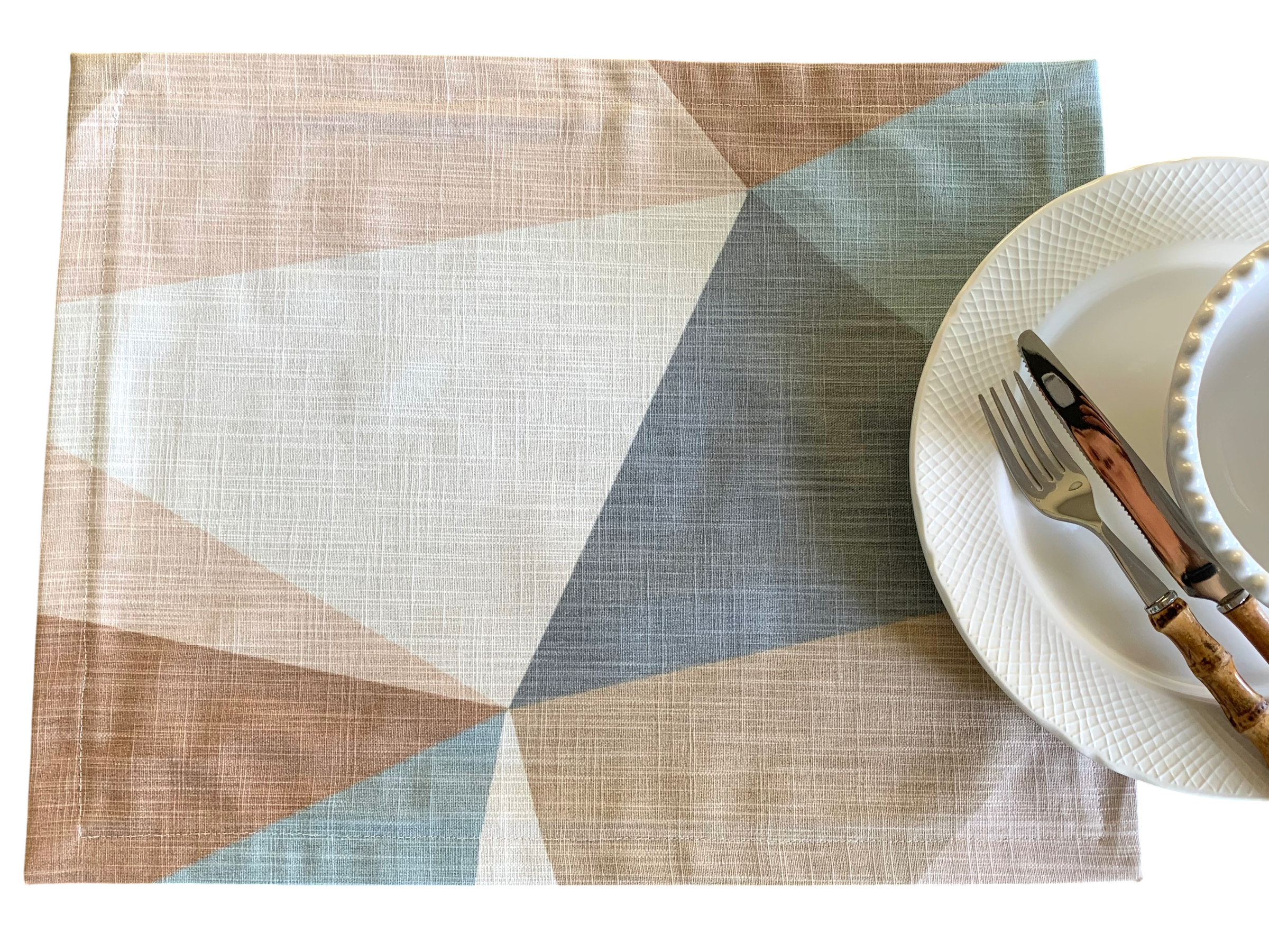 Seaside Neutral Geometry Table Placemats - Set of 4