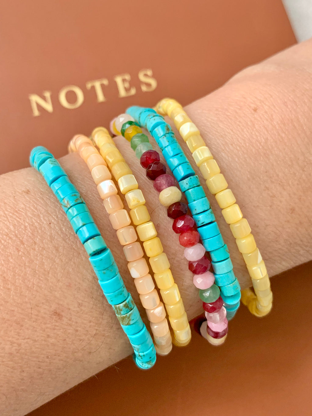 Artisanal Summer Beaded Bracelets with Lucky Charms – Semiprecious Stone & Shell Jewelry - Coastal Accessories