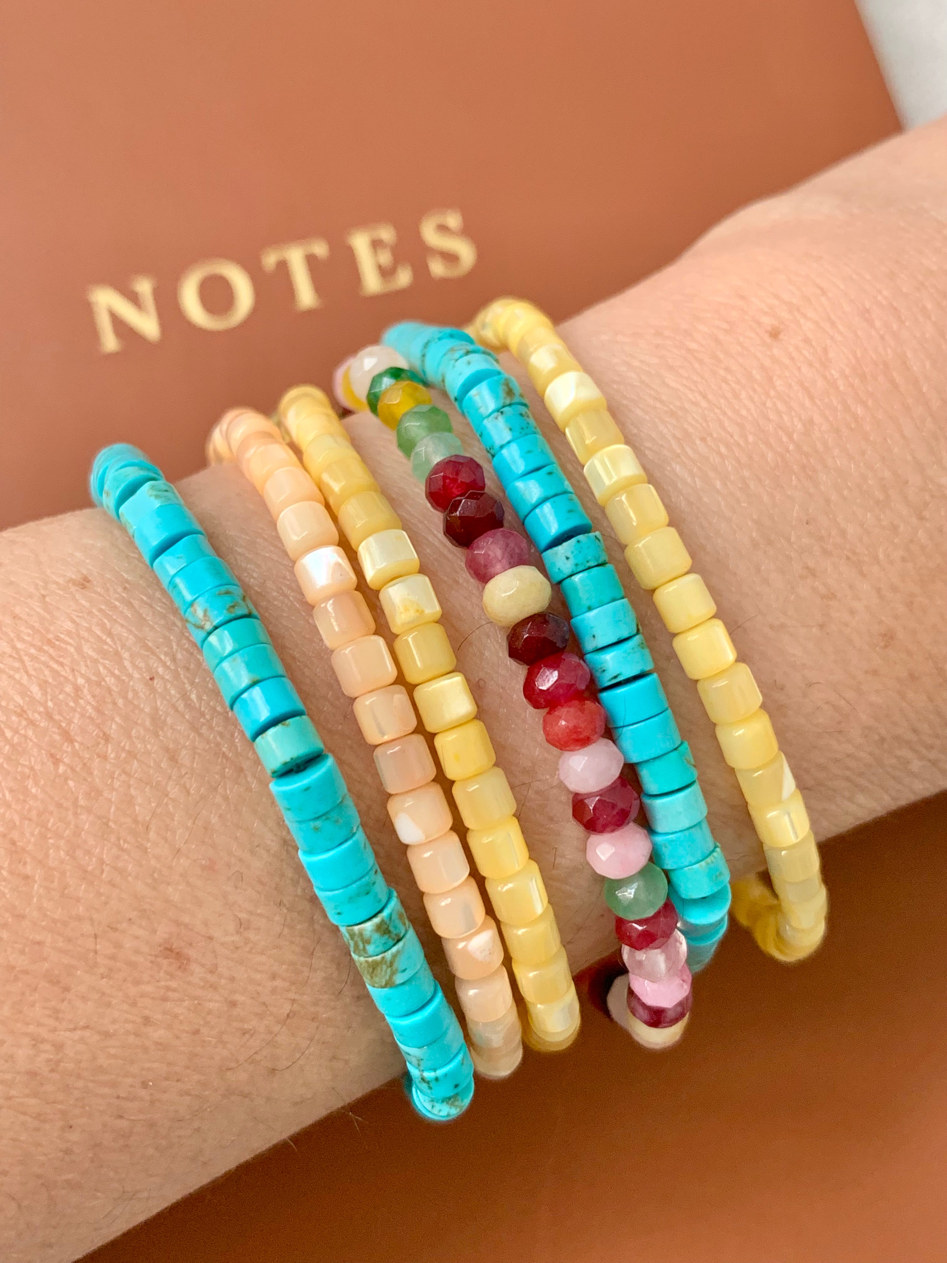 Artisanal Summer Beaded Bracelets with Lucky Charms – Semiprecious Stone & Shell Jewelry - Coastal Accessories
