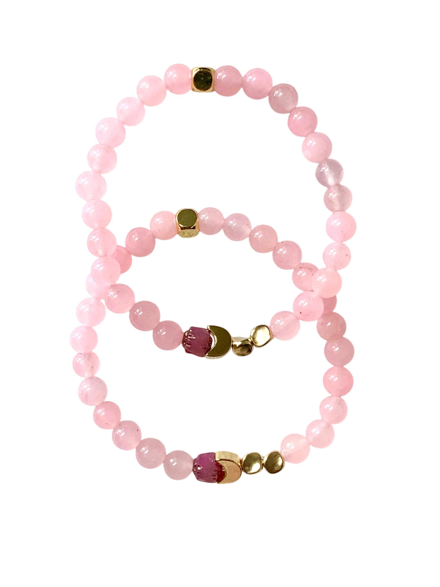 Rose Quartz Tulip Bracelet – Semiprecious Stone Fashion Jewelry
