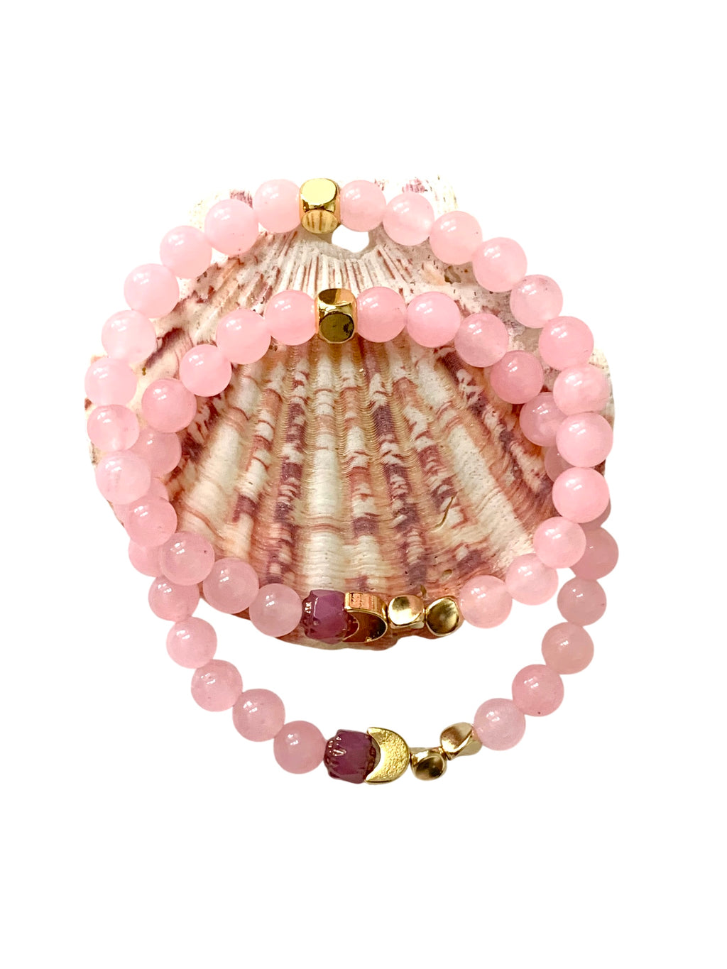 Rose Quartz Tulip Bracelet – Semiprecious Stone Fashion Jewelry
