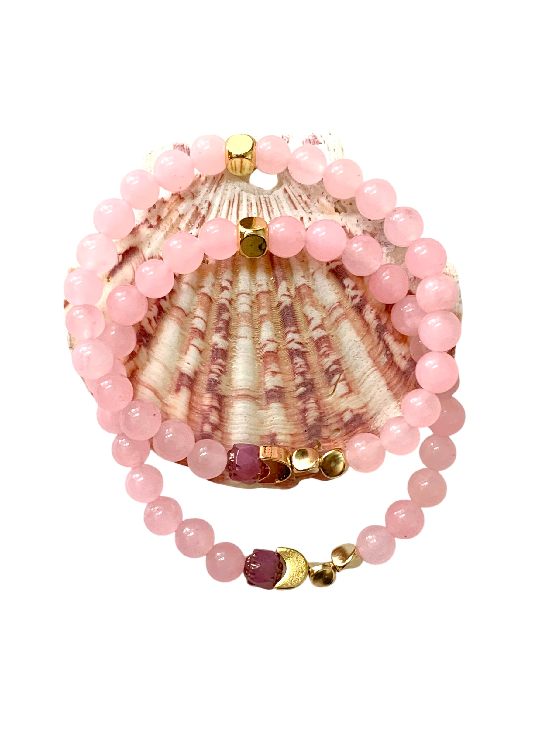 Rose Quartz Tulip Bracelet – Semiprecious Stone Fashion Jewelry