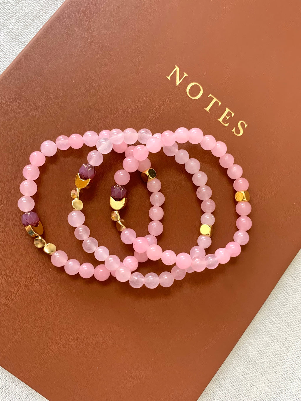 Rose Quartz Tulip Bracelet – Semiprecious Stone Fashion Jewelry