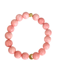 Semiprecious Pink Jade Bracelet - Celestial Bracelet with 24K Gold Moon - Exclusive Design - Handmade
