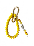 Handmade Lucky Fish Beaded Bag Charm - Yellow Beaded Bracelet