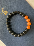 Men’s Bracelet - Black Onyx and Orange Aventurine Natural Stones - Artisanal Bracelets - Unisex