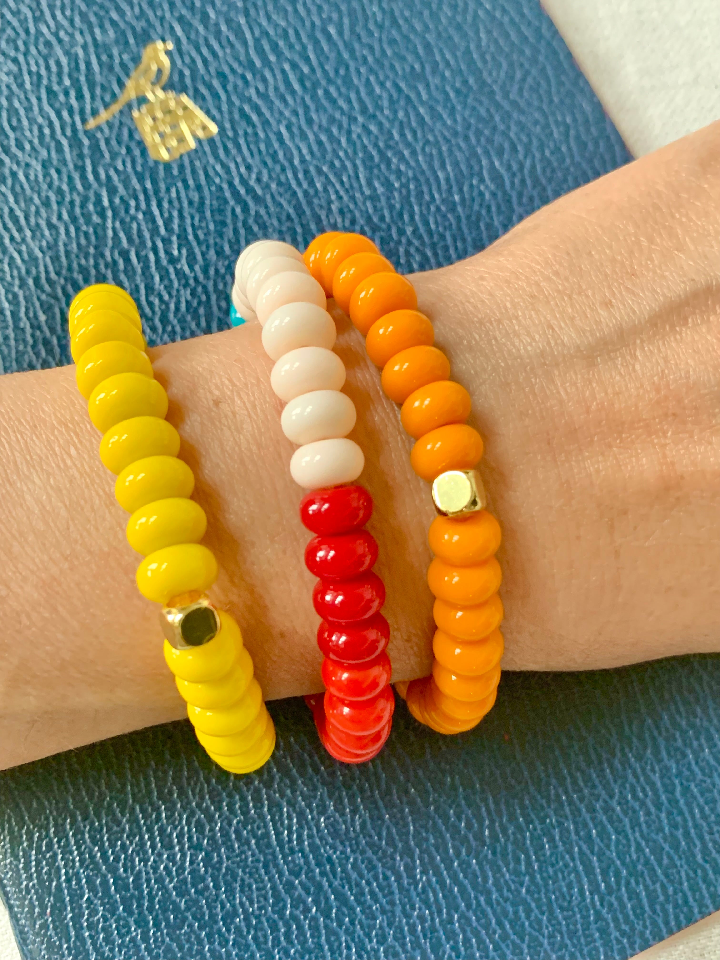 Handmade Lucky Fish Bracelet Beaded Bag Charm - Yellow Beaded Bracelet
