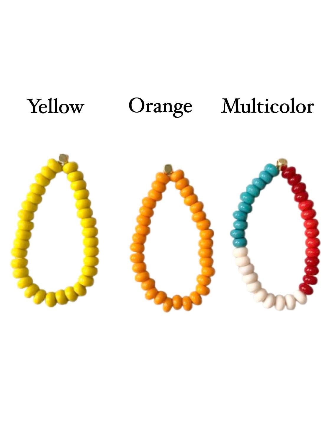 Handmade Lucky Fish Bracelet Beaded Bag Charm - Orange Beaded Bracelet