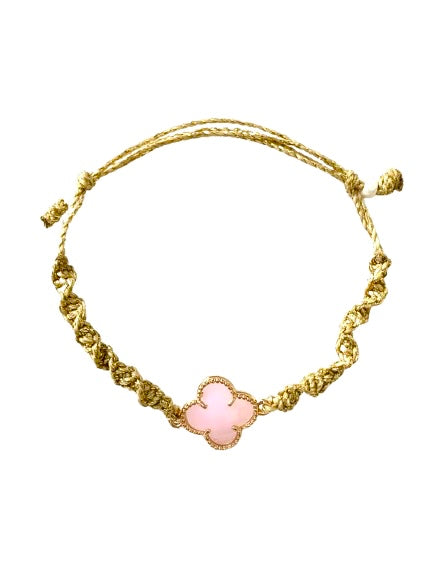 Lucky Four Leaf Clover Bracelet - Handmade Adjustable Friendship Bracelet - Good Luck Clover Charm Jewelry