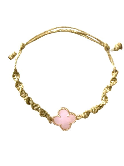 Lucky Four Leaf Clover Bracelet - Handmade Adjustable Friendship Bracelet - Good Luck Clover Charm Jewelry