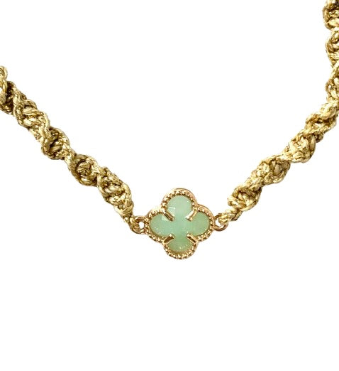 Lucky Four Leaf Clover Bracelet - Handmade Adjustable Friendship Bracelet - Good Luck Clover Charm Jewelry