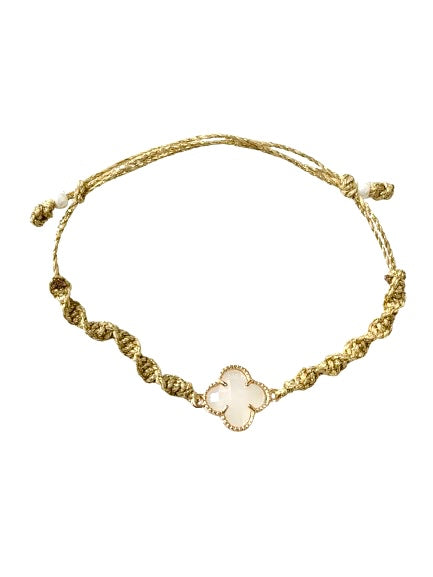 Lucky Four Leaf Clover Bracelet - Handmade Adjustable Friendship Bracelet - Good Luck Clover Charm Jewelry