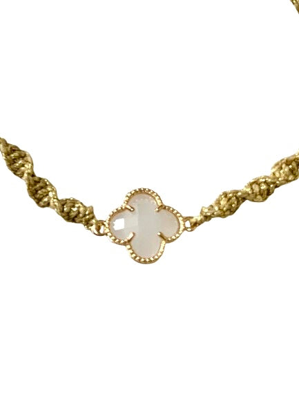 Lucky Four Leaf Clover Bracelet - Handmade Adjustable Friendship Bracelet - Good Luck Clover Charm Jewelry