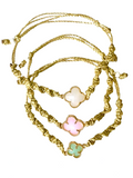 Lucky Four Leaf Clover Bracelet - Handmade Adjustable Friendship Bracelet - Good Luck Clover Charm Jewelry