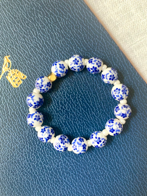Blue and White Floral Bracelet