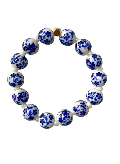 Blue and White Floral Bracelet